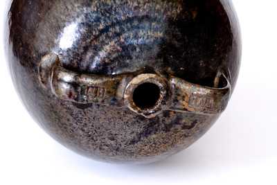 Double-Handled Crawford County, GA Stoneware Jug Stamped Twice HNL, Henry Newton Long