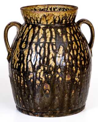 Crawford County, GA Open-Handled Stoneware Jar with Alkaline Glaze