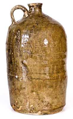 One-Gallon Alkaline-Glazed Stoneware Jug w/ Single Letter Stamp, Crawford County, Georgia