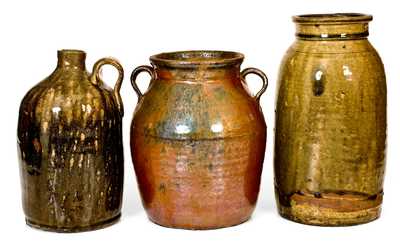 Three Glazed Stoneware Vessels, Southern origin, late 19th or early 20th century