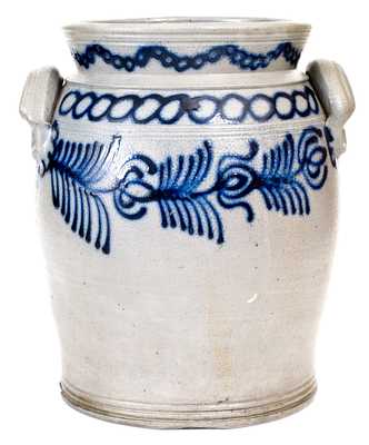 Exceptional and Important B.C. MILBURN / ALEXA Stoneware Jar w/ Profuse Slip-Trailed Cobalt Decoration (Alexandria, VA)