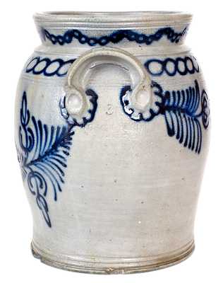 Exceptional and Important B.C. MILBURN / ALEXA Stoneware Jar w/ Profuse Slip-Trailed Cobalt Decoration (Alexandria, VA)
