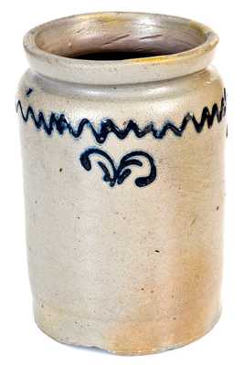 Early Baltimore Stoneware Jar with Slip-Trailed Cobalt Decoration, c1820