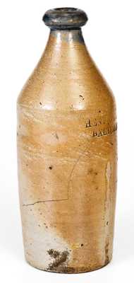 Rare Cobalt-Decorated Stoneware Bottle, Stamped HENRY LEVIES / BALTIMORE