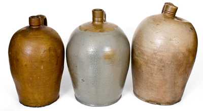 Three Stoneware Jugs, Stamped "H. MYERS," Henry Remmey at Henry Myers' Baltimore Stoneware Manufactory c1825
