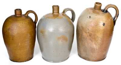 Three Stoneware Jugs, Stamped "H. MYERS," Henry Remmey at Henry Myers' Baltimore Stoneware Manufactory c1825