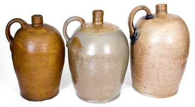 Three Stoneware Jugs, Stamped "H. MYERS," Henry Remmey at Henry Myers' Baltimore Stoneware Manufactory c1825