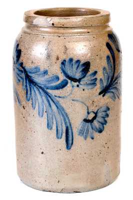 Fine Half-Gallon Baltimore, MD Stoneware Jar w/ Floral Decoration