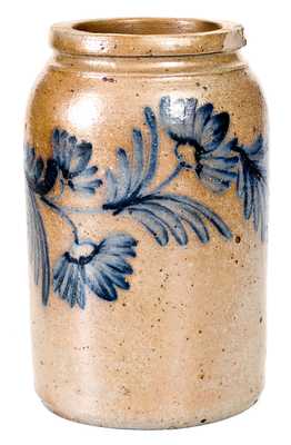 Fine Half-Gallon Baltimore, MD Stoneware Jar w/ Floral Decoration