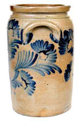 Four-Gallon Stoneware Jar w/ Elaborate Cobalt Floral Decoration, att. William Linton, Baltimore, c1855