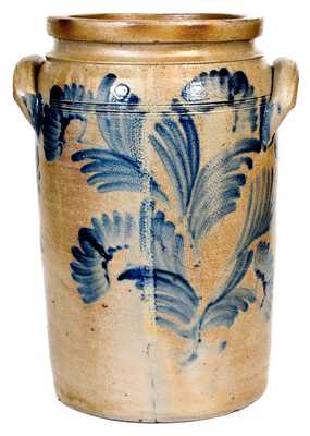 Four-Gallon Stoneware Jar w/ Elaborate Cobalt Floral Decoration, att. William Linton, Baltimore, c1855