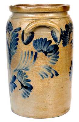 Four-Gallon Stoneware Jar w/ Elaborate Cobalt Floral Decoration, att. William Linton, Baltimore, c1855