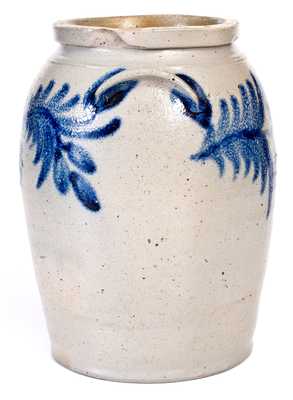 One-Gallon Baltimore Stoneware Jar with Cobalt Floral Decoration, c1840