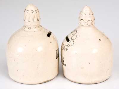 Two Bristol-Slip Stoneware Presentation Banks attrib. Fulper Pottery, Flemington, NJ