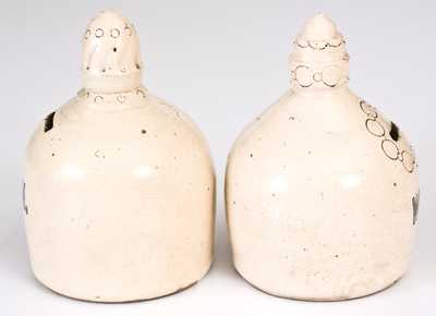 Two Bristol-Slip Stoneware Presentation Banks attrib. Fulper Pottery, Flemington, NJ