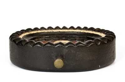 Rare Painted Redware Doorstop with Churn Motif, American, late 19th century, found in Hagerstown, MD