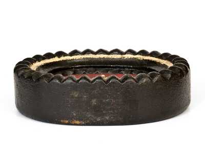 Rare Painted Redware Doorstop with Churn Motif, American, late 19th century, found in Hagerstown, MD