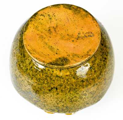 Fine George Ohr Pottery Vase in Speckled Green Glaze
