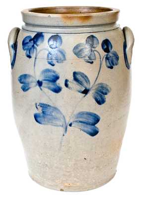 4 Gal. Baltimore Stoneware Jar w/ Floral Decoration, circa 1870