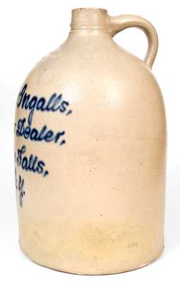 M. A. Ingalls / Little Falls, NY Stoneware Script Advertising Jug