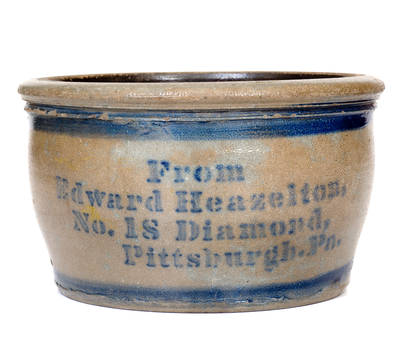 Rare Pittsburgh, PA Stoneware Advertising Bowl, Greensboro, PA origin
