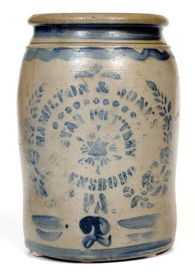 Two-Gallon HAMILTON & JONES / STAR POTTERY / GREENSBORO / PA Stoneware Jar