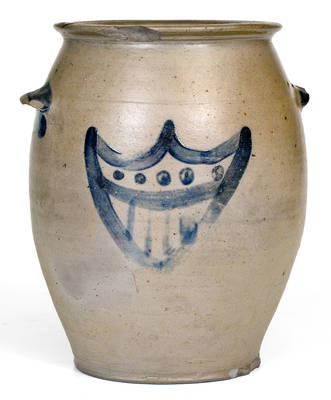 Extremely Rare Stoneware Jar w/ Cobalt Federal Shield Decoration, probably Kentucky, c1825-40