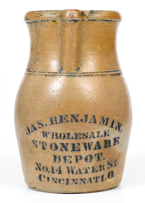 Scarce JAS. BENJAMIN STONEWARE DEPOT, Cincinnati, Ohio 