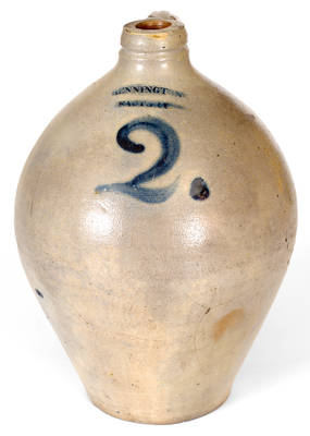 Rare BENNINGTON / FACTORY Cobalt-Decorated Stoneware Jug (Capt. John Norton, Bennington, VT)