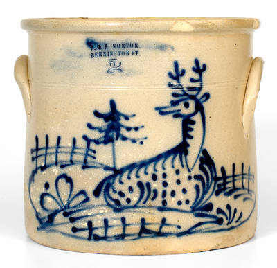 Scarce J. & E. NORTON / BENNINGTON VT Stoneware Deer Crock