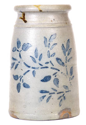 Western PA Stoneware Canning Jar w/ Fine Stenciled Foliate Decoration