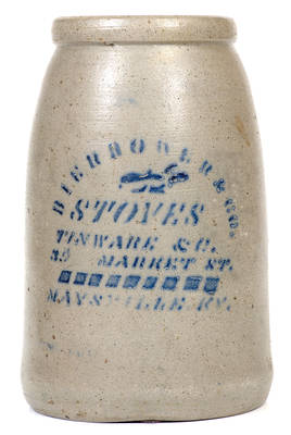 Scarce Large-Sized MAYSVILLE, KY Stoneware Canning Jar w/ Profuse Advertising