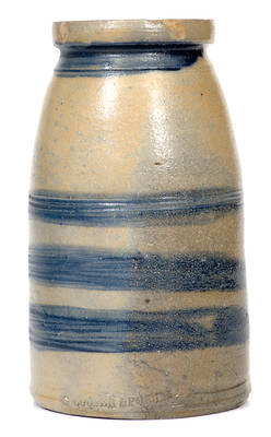 Rare N. COOPER & POWER / MAYSVILLE, KY Stoneware Striped Canning Jar Impressed 