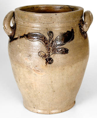New York City Stoneware Jar w/ Incised / Manganese Decoration, c1800