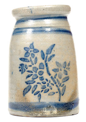 Western PA Stoneware Canning Jar w/ Fine Stenciled Floral Decoration