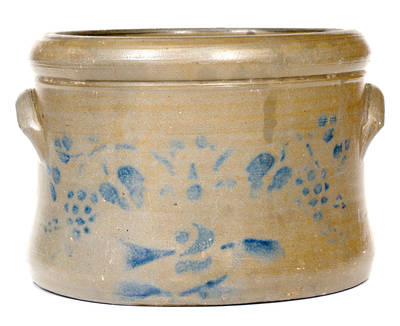 Stoneware Cake Crock with Stenciled Grapes att. Palatine, WV