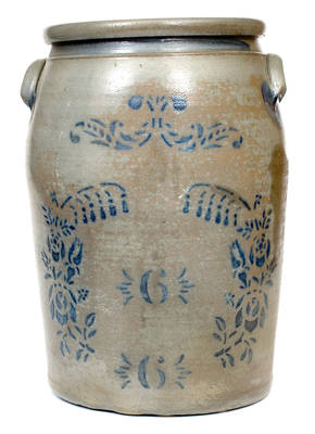 Rare RICHEY & HAMILTON / PALATINE, W. VA 6 Gal. Stoneware Jar with Two-Sided Stenciling