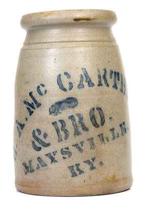 G. A. McCARTHEY & BRO. / MAYSVILLE, KY Stoneware Canning Jar