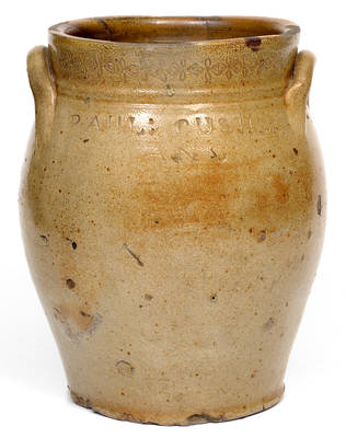 PAUL CUSHMAN Stoneware Jar with Coggled Decoration, Albany, NY, circa 1810