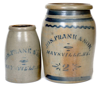 Lot of Two: Rare JOS. FRANK & SON / MAYSVILLE, KY Stoneware Jars