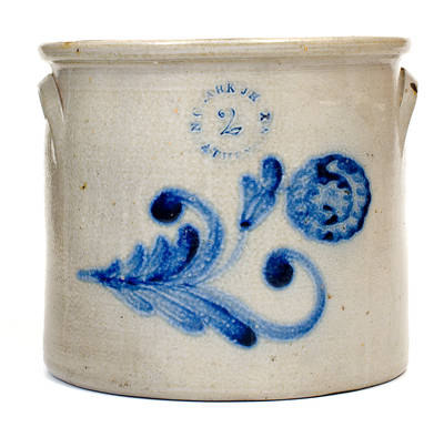 N. CLARK JR. / ATHENS, NY Stoneware Crock with Floral Decoration
