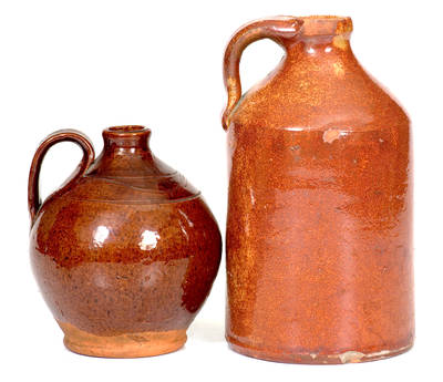 Lot of Two: Small-Sized Glazed Redware Jugs