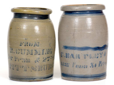Lot of Two: Half-Gallon Pittsburgh Advertising Stoneware Canning Jars