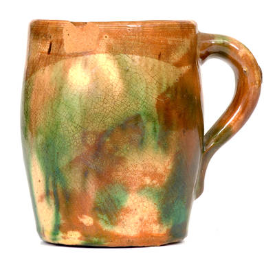 Strasburg, Virginia Multi-Glazed Redware Mug, circa 1890