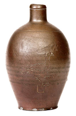 Rare North Carolina Stoneware Jug w/ Incised Bird Design