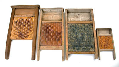 Lot of Four: Pottery Washboards