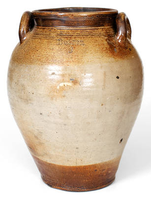 3 Gal. BOSTON Stoneware Jar with Double Iron-Oxide Dipped Decoration, early 19th century