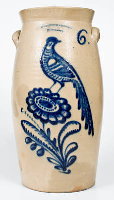 Exceptional and Important HARRINGTON & BURGER / ROCHESTER, NY Stoneware Bird Scene Churn