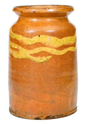 Fine West Hartford, CT Redware Jar with Slip Decoration