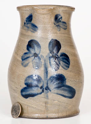 Small-Sized Baltimore Stoneware Pitcher w/ Cobalt Clover Decoration and Impressed Star